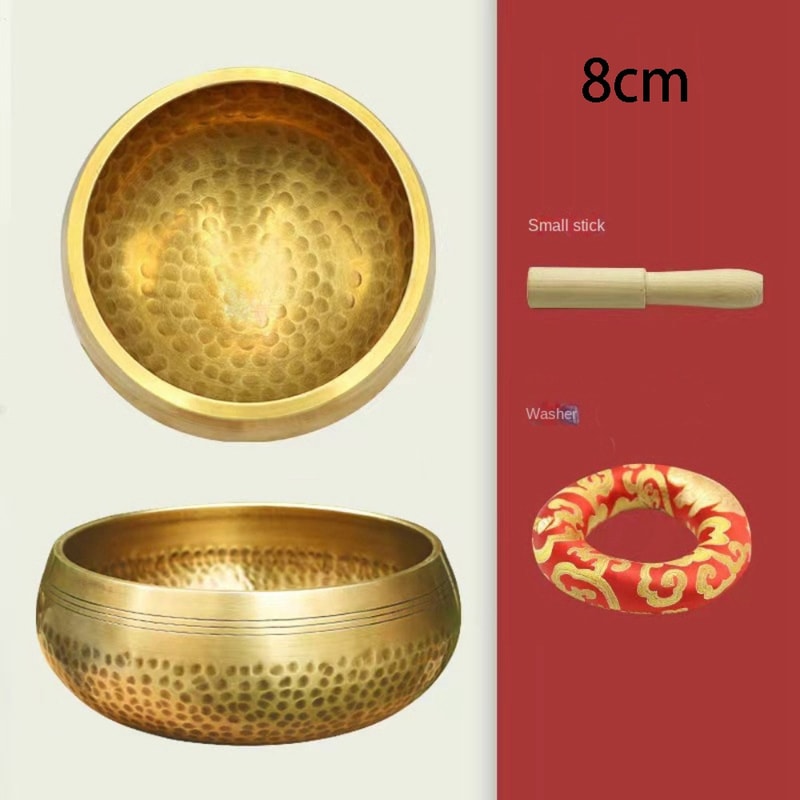 Copper Singing Bowl Set For Stress Relief Buddha Meditation Therapy Handmade Sound Therapy Yoga Bow 5