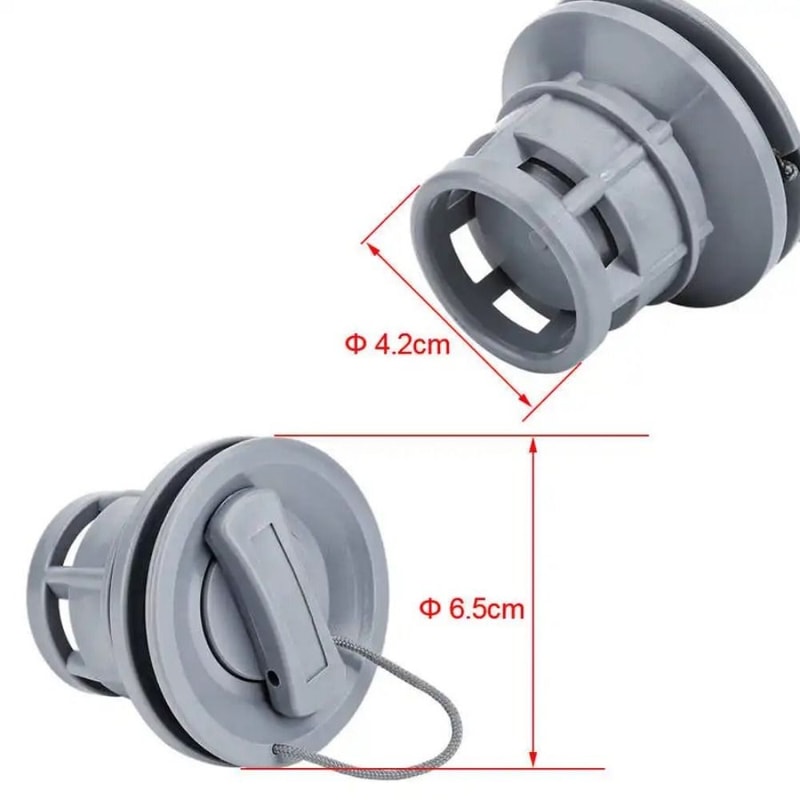 PVC Grey Air Gas Valve Cap, New Replacement Rowing Boat Air Valve, Double Seal Boat Accessories
