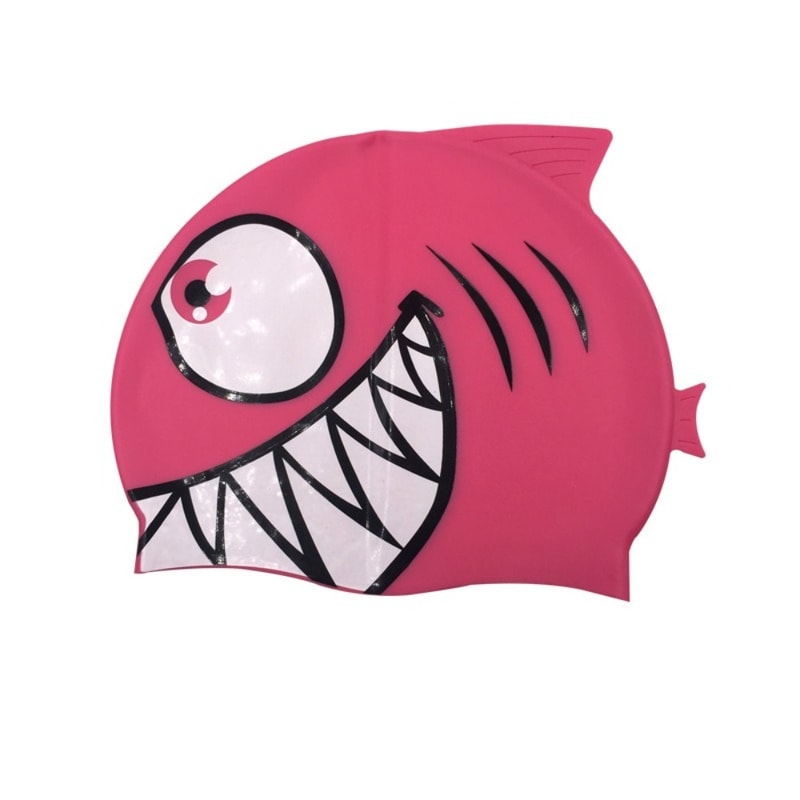 Waterproof Silicone Swimming Cap, Durable, Protect Ears, Unisex, Cartoon Shark Pool Cap for Children
