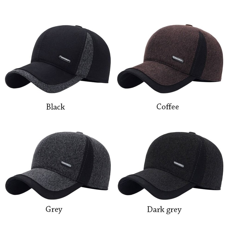 Windproof Baseball Cap with Earflaps, Thicker Trucker Hat, Warm Casual Earmuffs for Men