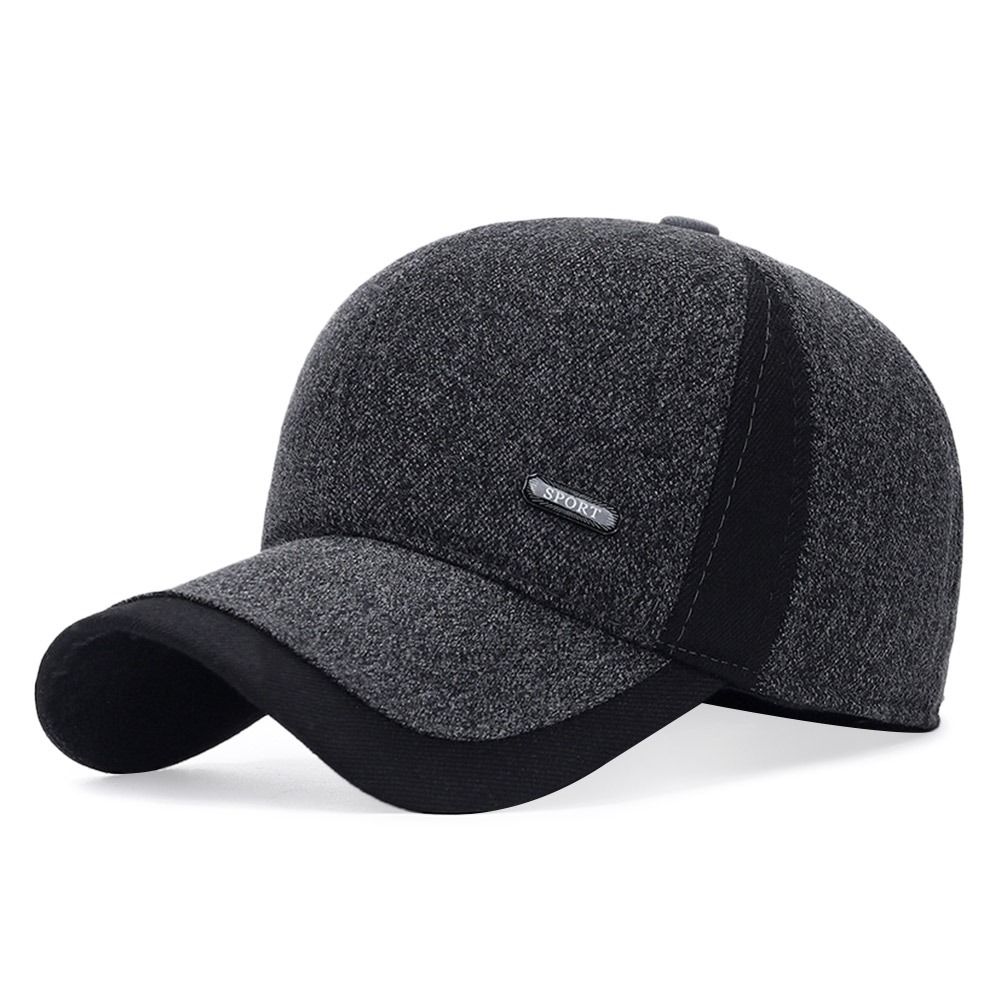 Windproof Baseball Cap with Earflaps, Thicker Trucker Hat, Warm Casual Earmuffs for Men