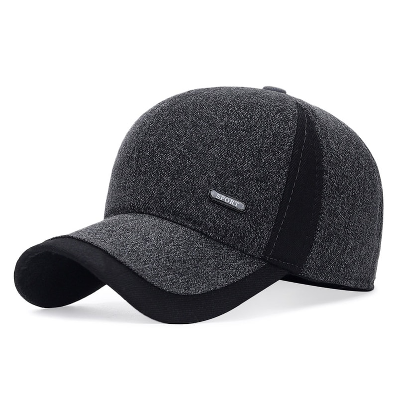 Windproof Baseball Cap with Earflaps, Thicker Trucker Hat, Warm Casual Earmuffs for Men