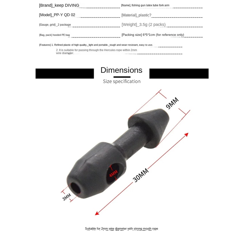 Fishing Accessories, Divers Spearfishing Rubber Insert, Plastic Tools, Tackle Tool