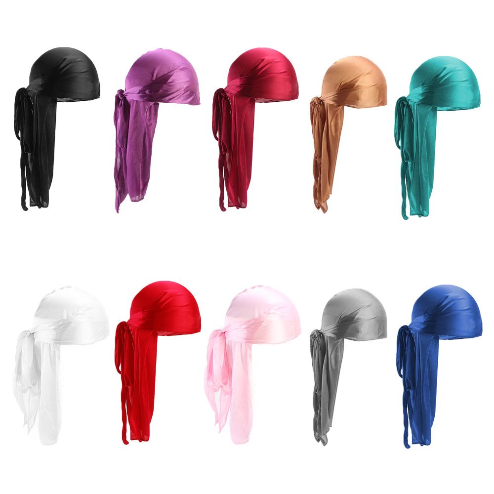 Pre-Tied Bandana Turban Hijab Silk Durag Pirate Hat Fashion Men Women Chemo Cap Headwrap