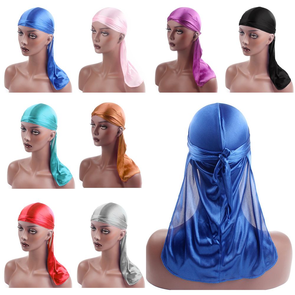 Pre-Tied Bandana Turban Hijab Silk Durag Pirate Hat Fashion Men Women Chemo Cap Headwrap