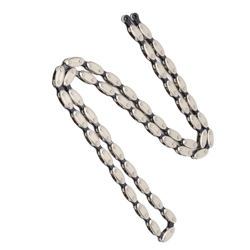 Fixed Gear Chain Manganese Steel with Buckle, Single Speed Bike Chain Silver Olive