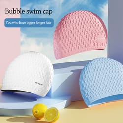silicone swimming hat for adults, waterproof large size, cute cartoon, ear protection cap