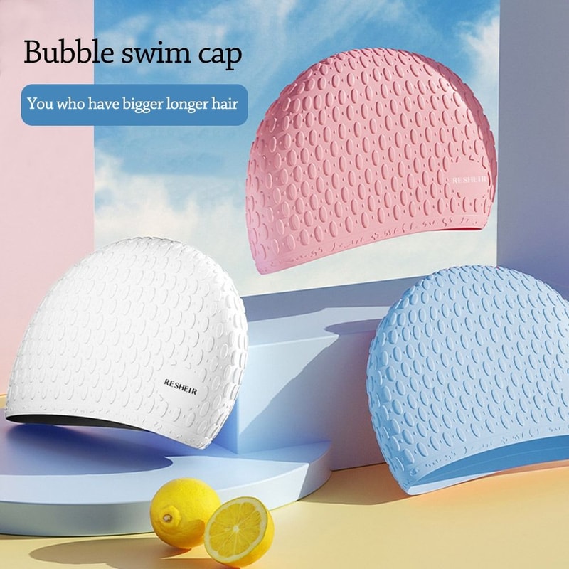 Silicone Swimming Hat for Adults, Waterproof Large Size, Cute Cartoon, Ear Protection Cap