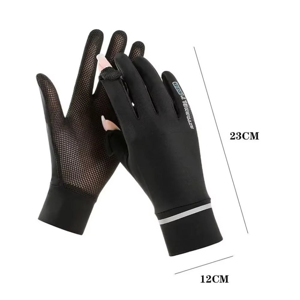 Breathable Ice Silk Gloves, Thin Anti-UV Fingerless Sun Protection Gloves for Summer Cycling and Driving with Touch Scre