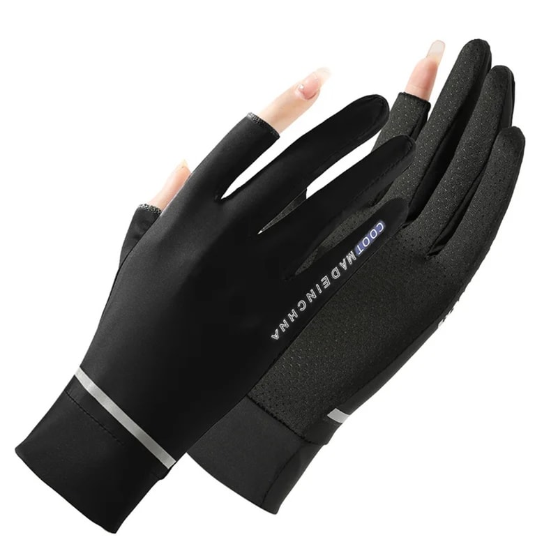 Breathable Ice Silk Gloves, Thin Anti-UV Fingerless Sun Protection Gloves for Summer Cycling and Driving with Touch Scre