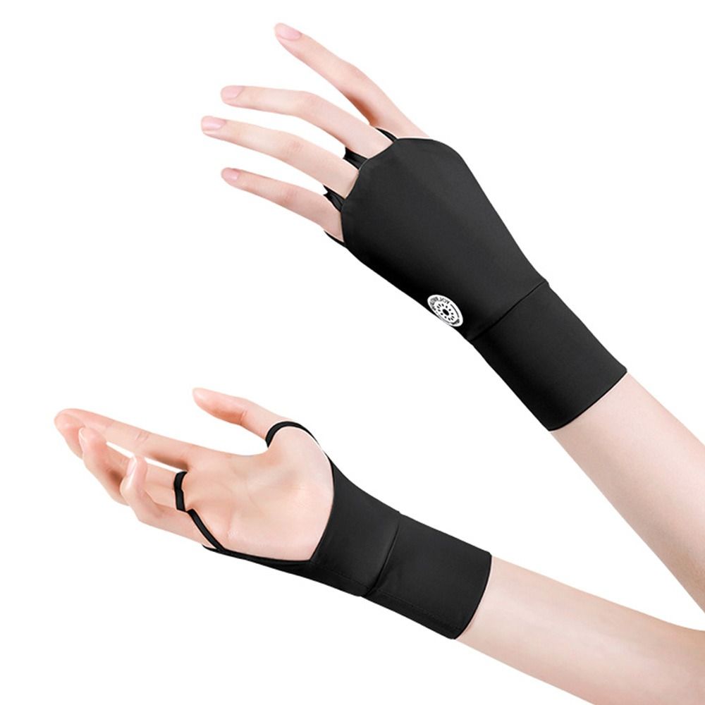 Women Ice Silk Golf Gloves, Elastic Half Finger, UV Protector, Cool Breathable Open Finger Sunscreen Glove