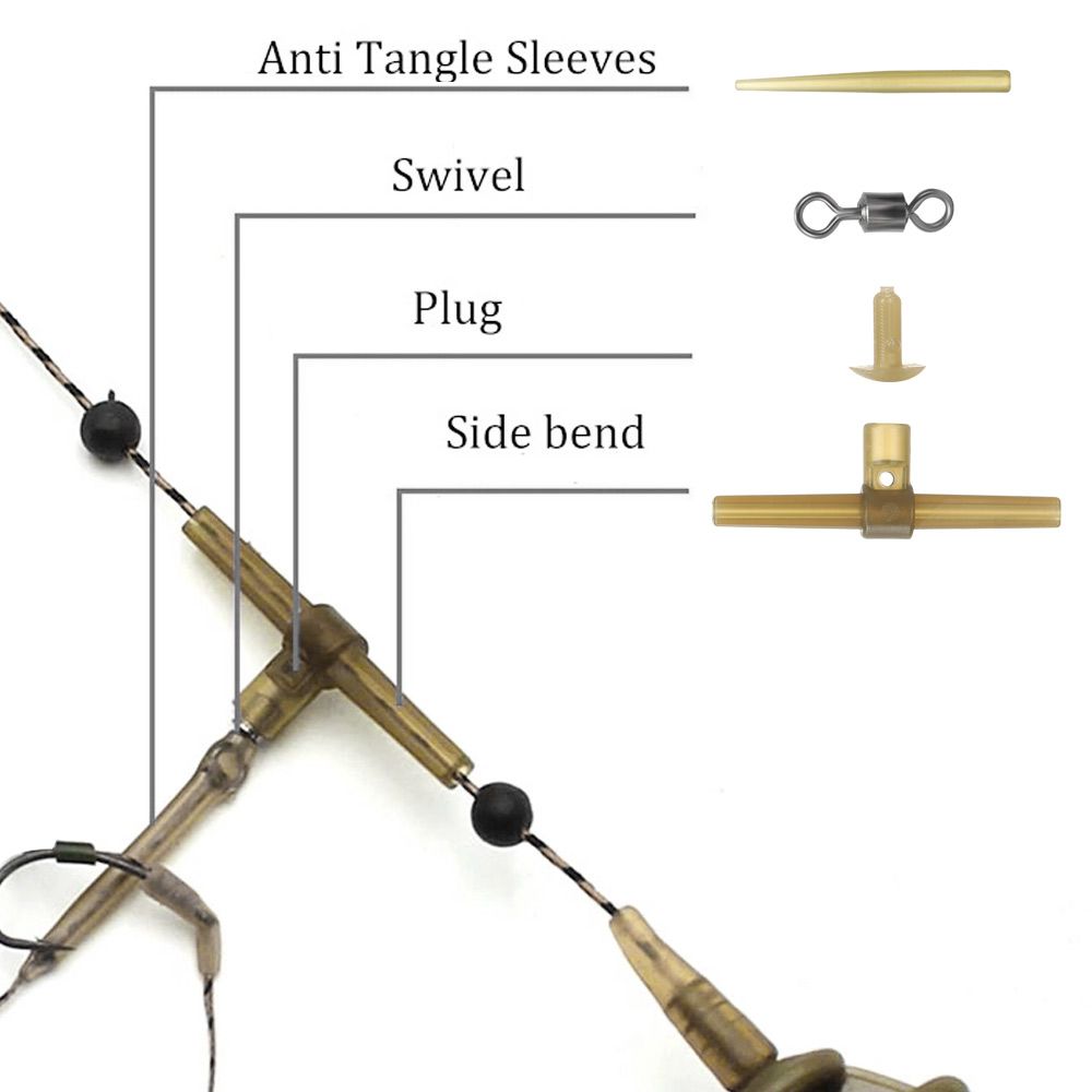 Carp Fishing Accessories Kit, Hose Swivels, Anti Tangle Sleeves, Side Bends with Swivel