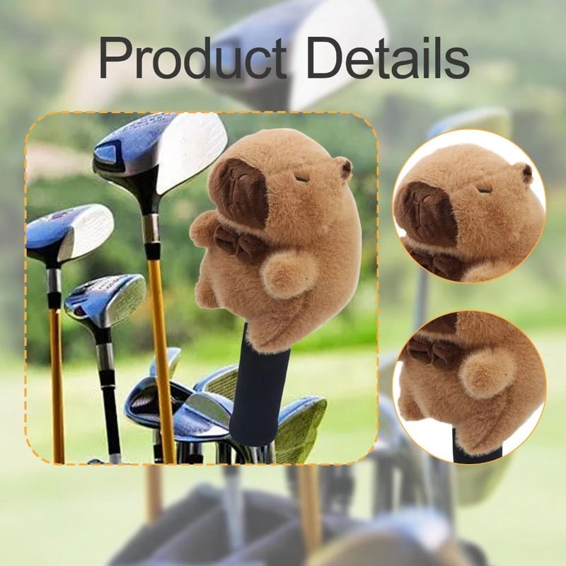 Cartoon Capybara Golf Club Headcover, Cute Soft Animal Driver Headcover for Club Protection