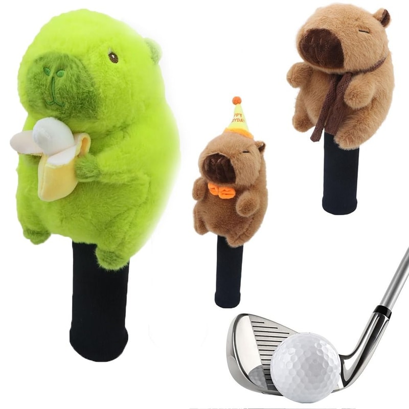 Cartoon Capybara Golf Club Headcover, Cute Soft Animal Driver Headcover for Club Protection