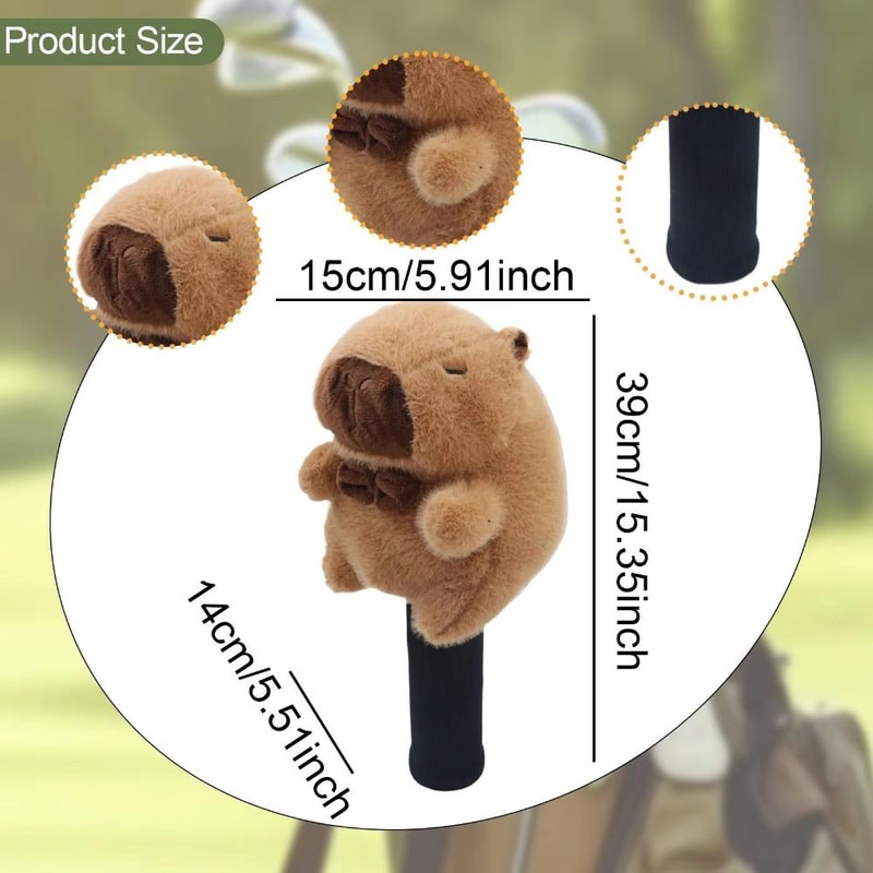 Cartoon Capybara Golf Club Headcover, Cute Soft Animal Driver Headcover for Club Protection
