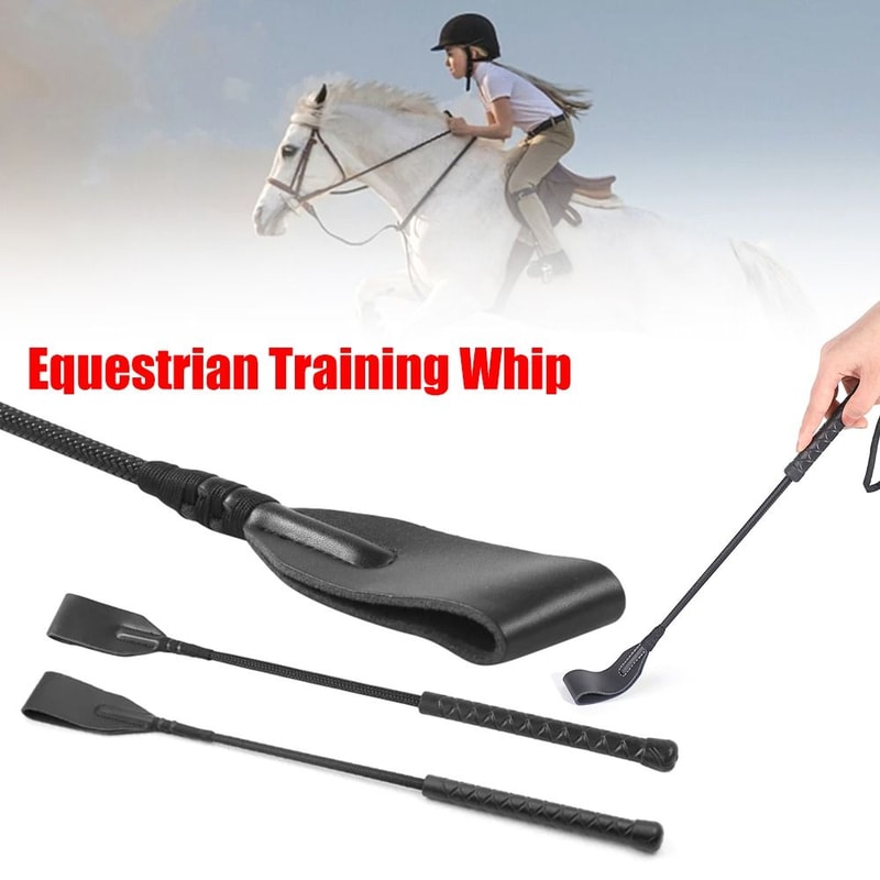 PU Leather Equestrian Training Pointer, Durable Portable Horse Whip With Handle, Racing Riding Crop Stage Performance