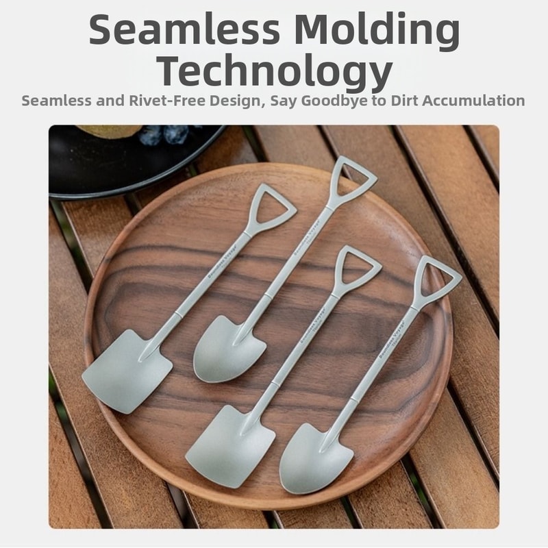 Mini Titanium Shovel Spoon, Portable Dessert Fork, Creative Dual-Use Fork Spoon for Outdoor Party Supplies