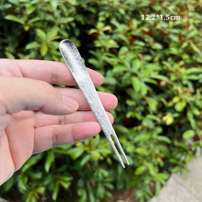 Mini Titanium Shovel Spoon, Portable Dessert Fork, Creative Dual-Use Fork Spoon for Outdoor Party Supplies