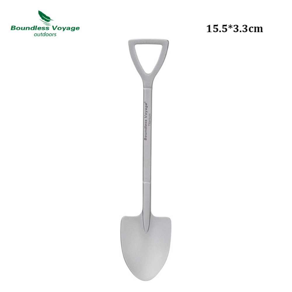 Mini Titanium Shovel Spoon, Portable Dessert Fork, Creative Dual-Use Fork Spoon for Outdoor Party Supplies