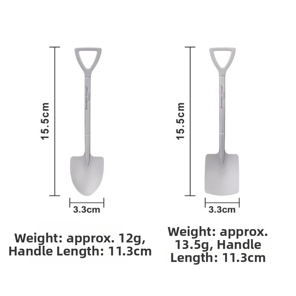 Mini Titanium Shovel Spoon, Portable Dessert Fork, Creative Dual-Use Fork Spoon for Outdoor Party Supplies