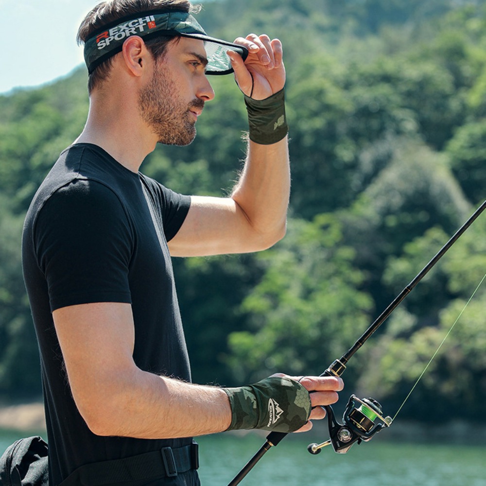 Highly Elastic Riding Gloves, Touch Screen Ice Silk Fishing Gloves, Anti-UV Breathable Palm Hollowed