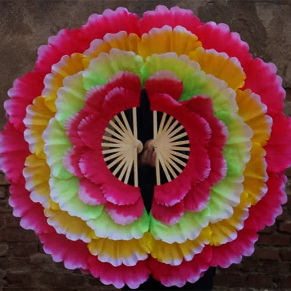 Yangko Fan, Adult Double-sided Peony Petal Hand Fan, Performance Props for Club Style