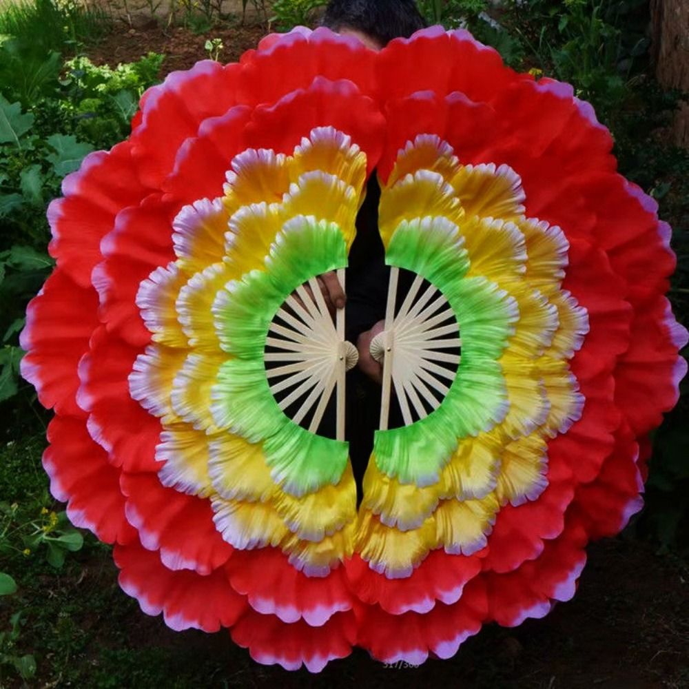Yangko Fan, Adult Double-sided Peony Petal Hand Fan, Performance Props for Club Style