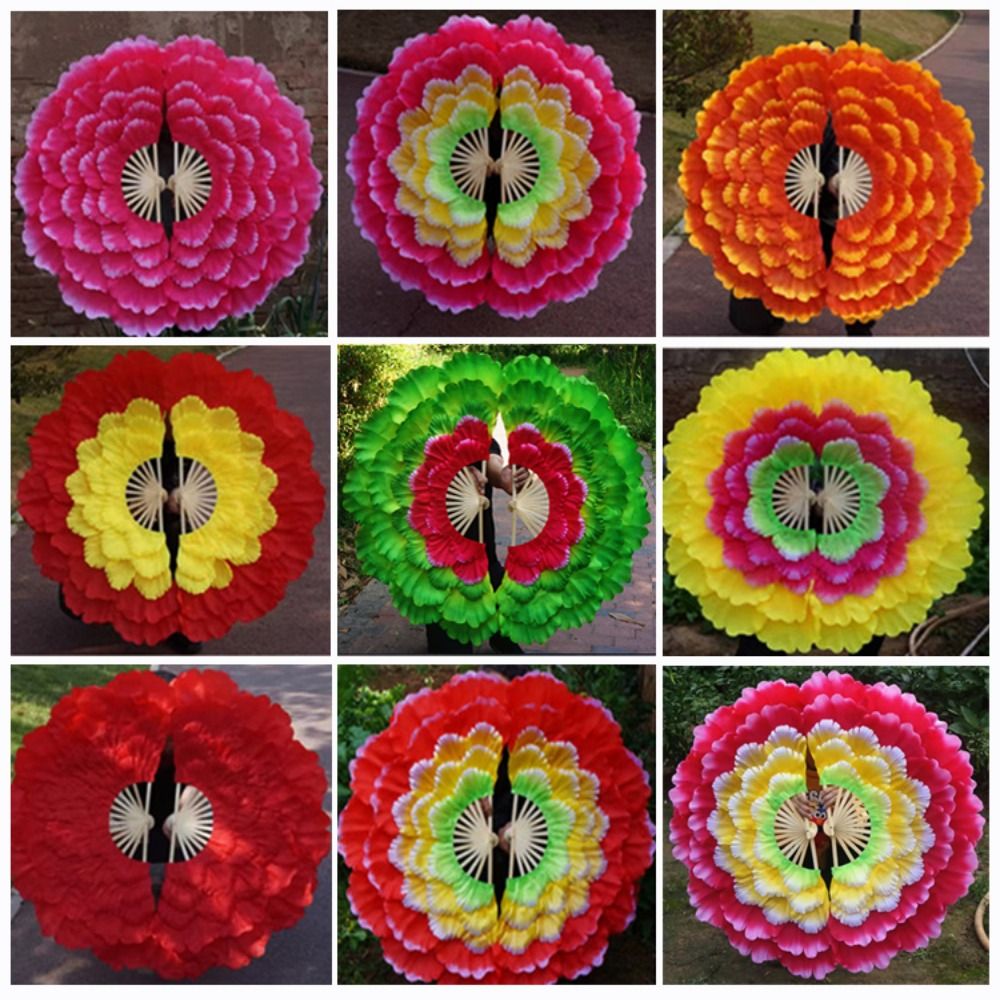 Yangko Fan, Adult Double-sided Peony Petal Hand Fan, Performance Props for Club Style