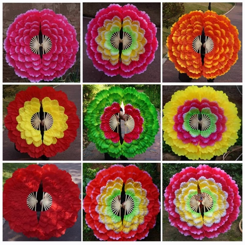 Yangko Fan, Adult Double-sided Peony Petal Hand Fan, Performance Props for Club Style
