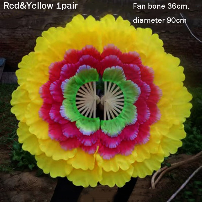 Yangko Fan, Adult Double-sided Peony Petal Hand Fan, Performance Props for Club Style