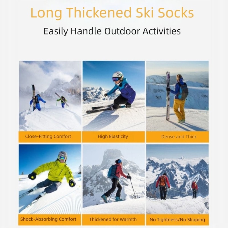 Warm Non-slip Fashion Sports Socks, Thickened Long Tube Socks for Hiking, Ski Mountaineering