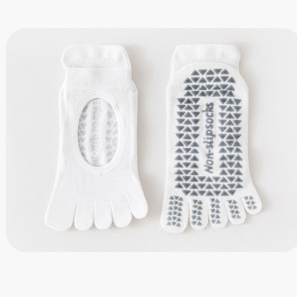 Non-Slip Mesh Pilates Yoga Socks, Solid Color Ballet Boat Socks, Soft Five Finger Socks for Dance Practice