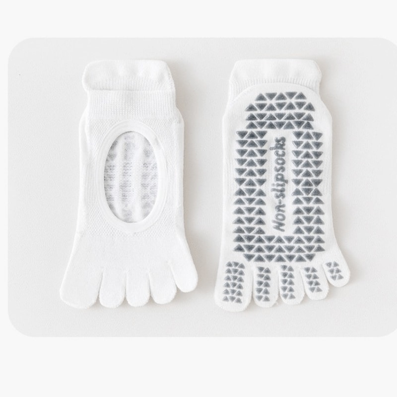 Non-Slip Mesh Pilates Yoga Socks, Solid Color Ballet Boat Socks, Soft Five Finger Socks for Dance Practice