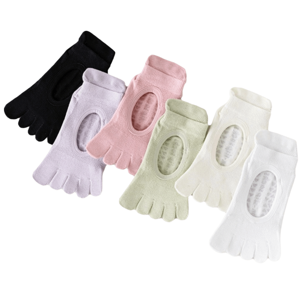 Non-Slip Mesh Pilates Yoga Socks, Solid Color Ballet Boat Socks, Soft Five Finger Socks for Dance Practice