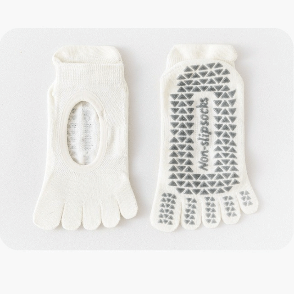 Non-Slip Mesh Pilates Yoga Socks, Solid Color Ballet Boat Socks, Soft Five Finger Socks for Dance Practice