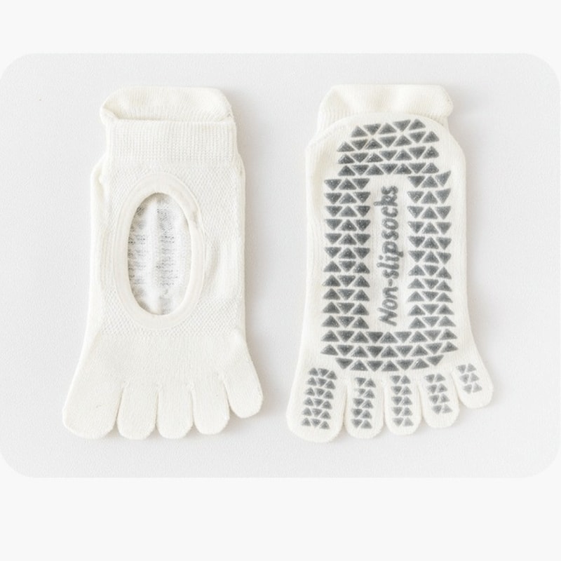 Non-Slip Mesh Pilates Yoga Socks, Solid Color Ballet Boat Socks, Soft Five Finger Socks for Dance Practice