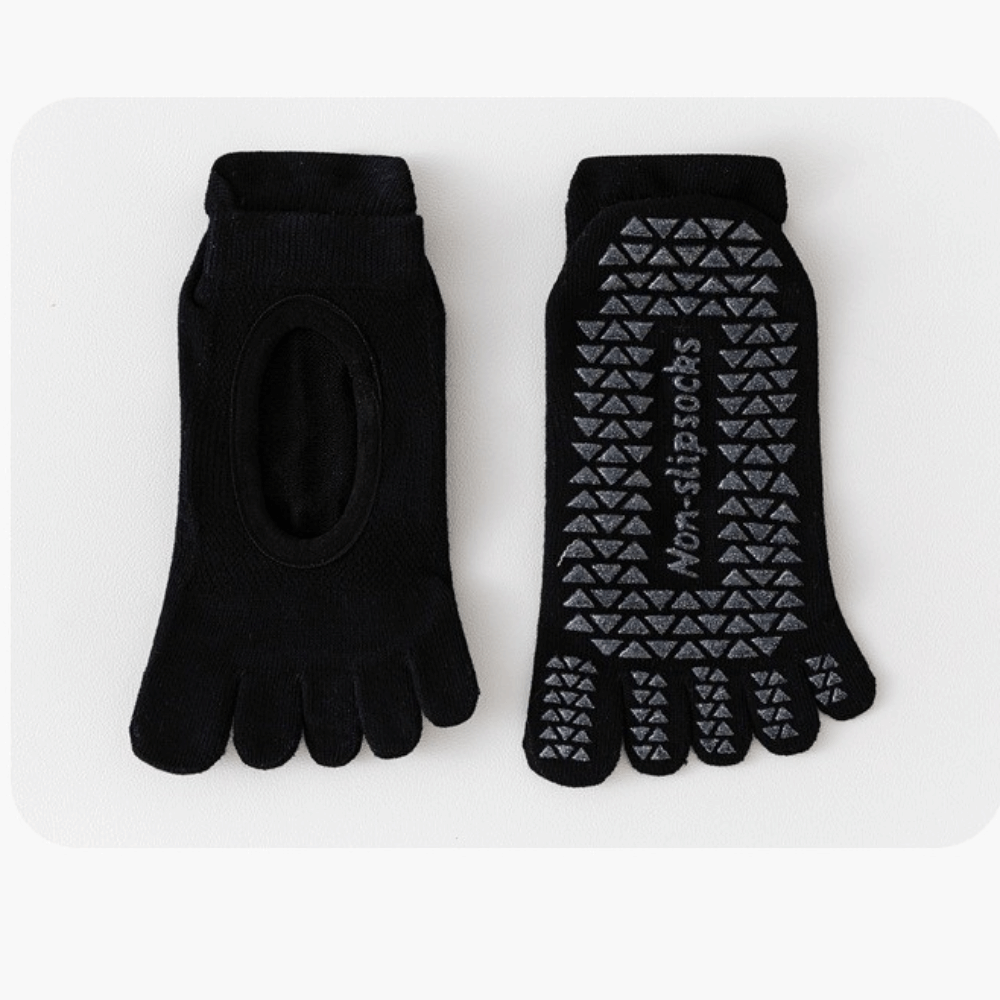 Non-Slip Mesh Pilates Yoga Socks, Solid Color Ballet Boat Socks, Soft Five Finger Socks for Dance Practice