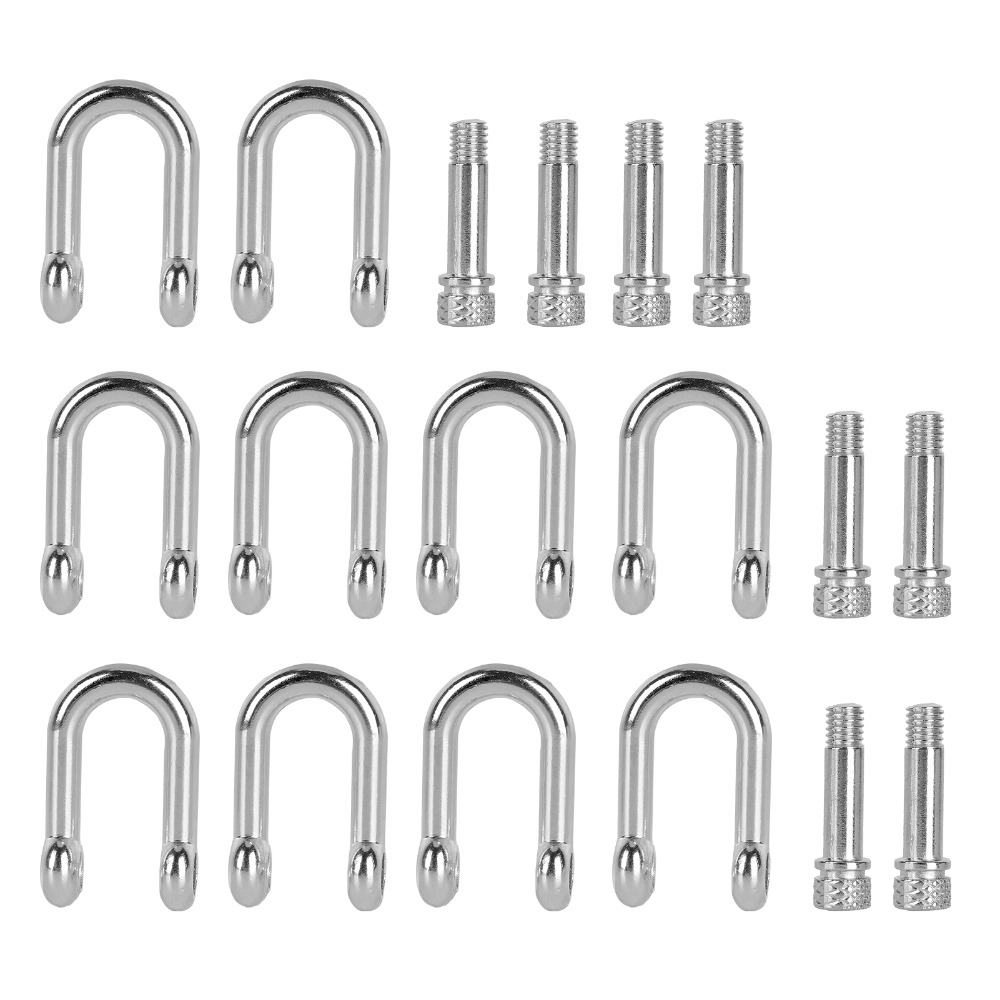 Round Head Mini Bow Shackle, Durable Zinc Alloy U Shape D Shackle for Camping