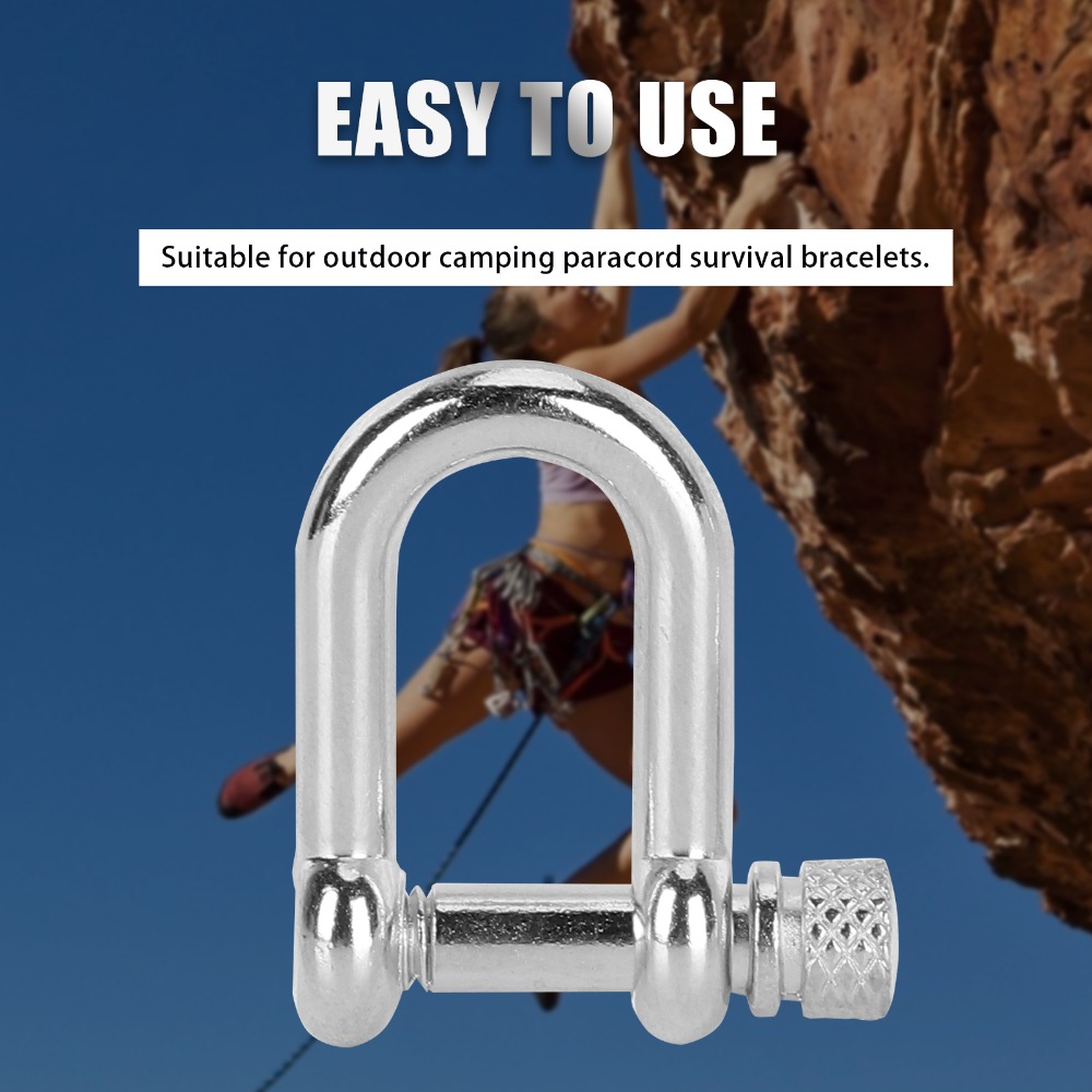 Round Head Mini Bow Shackle, Durable Zinc Alloy U Shape D Shackle for Camping