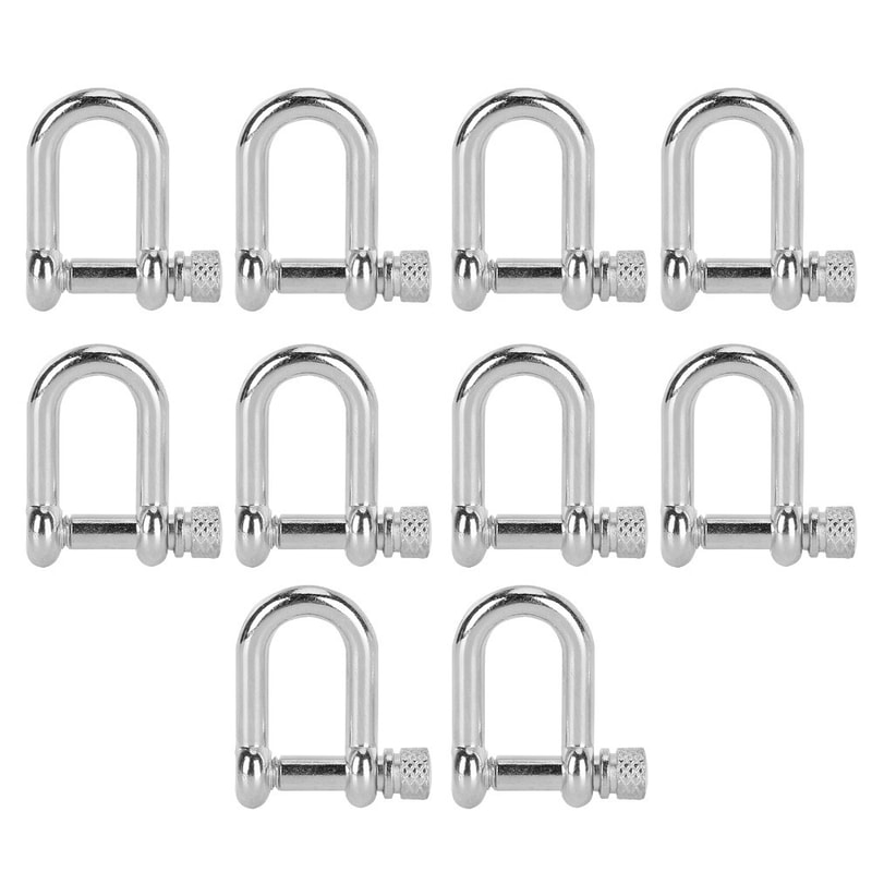 Round Head Mini Bow Shackle, Durable Zinc Alloy U Shape D Shackle for Camping