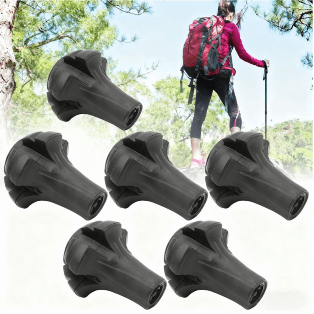 Black PVC Hiking Pole Tips, Walking Stick Tips, Spherical Replacement Protectors for Hiking Poles