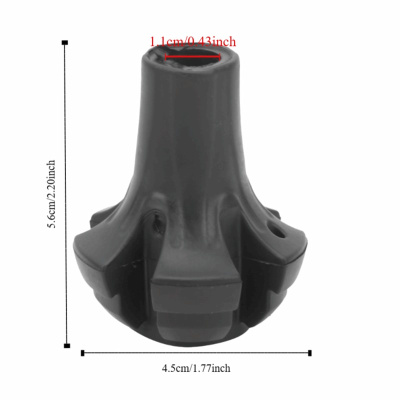 Black PVC Hiking Pole Tips, Walking Stick Tips, Spherical Replacement Protectors for Hiking Poles