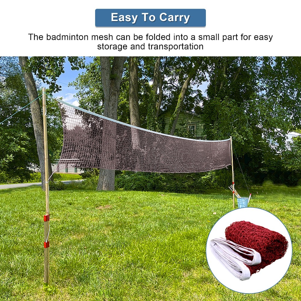 Polypropylene Foldable Badminton Net Grid Mesh Red Green Sports Accessories for Indoor Use