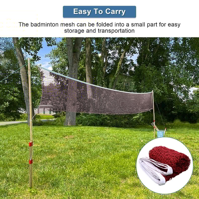 Polypropylene Foldable Badminton Net Grid Mesh Red Green Sports Accessories for Indoor Use