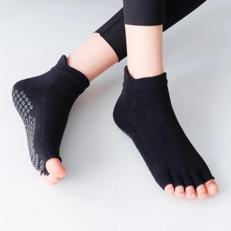 Elasticity Cotton Women Five Toe Pilates Socks, Anti-Slip Ladies Yoga Socks, Breathable Ballet Dance Socks for Yoga Gym