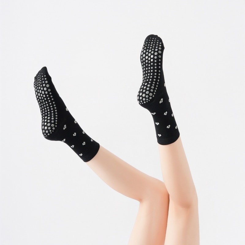 Professional Pilates Socks, New Cotton Anti-Slip Yoga Socks, Breathable Mid Tube Socks with Jacquard Design for Sports