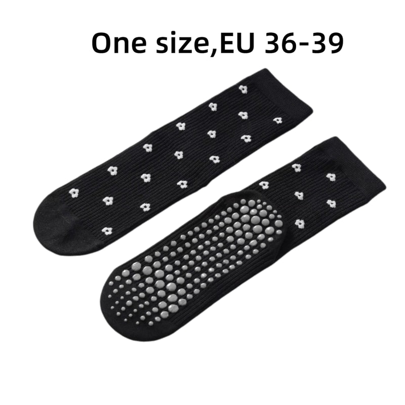 Professional Pilates Socks, New Cotton Anti-Slip Yoga Socks, Breathable Mid Tube Socks with Jacquard Design for Sports