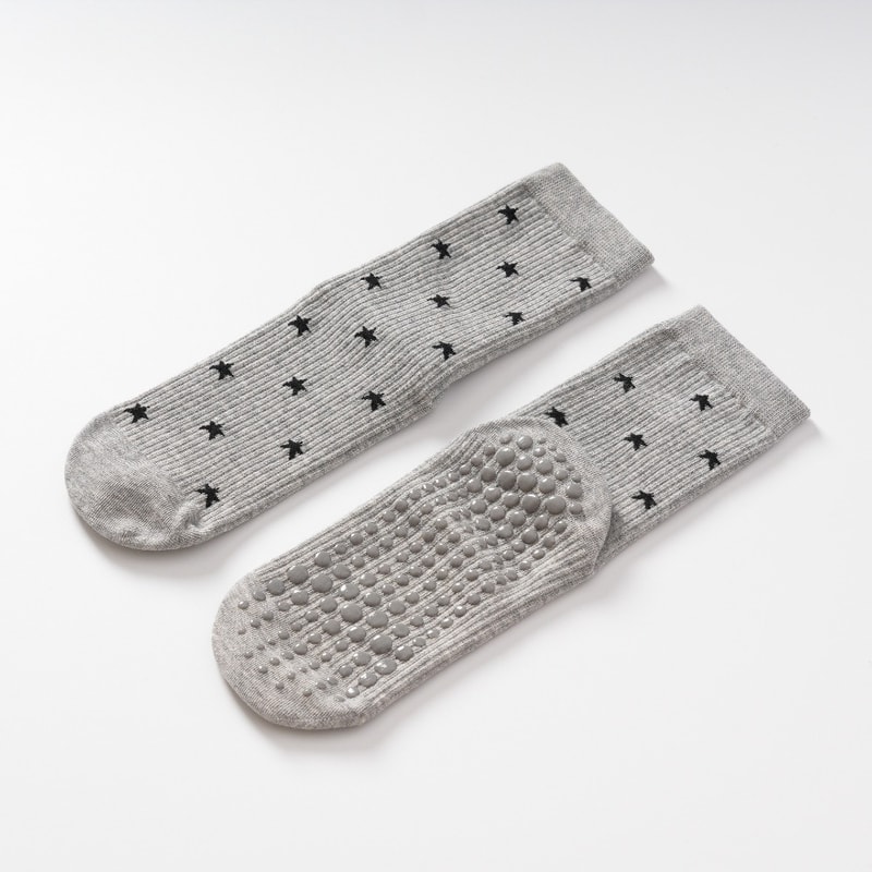 Professional Pilates Socks, New Cotton Anti-Slip Yoga Socks, Breathable Mid Tube Socks with Jacquard Design for Sports