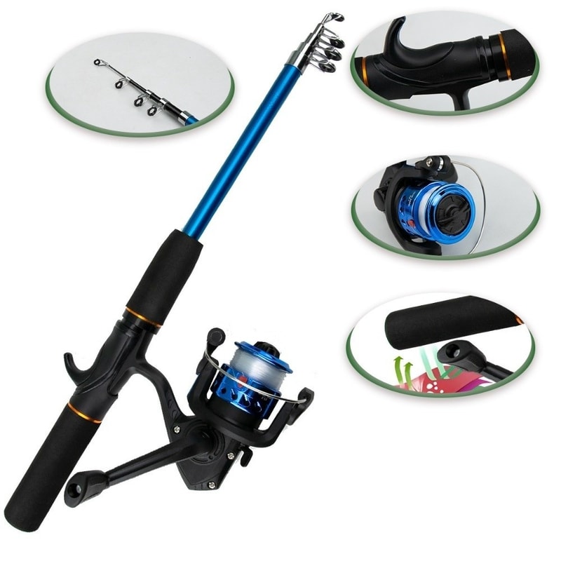 Fishing Rod Set with Reel Combo, Telescopic Soft Bait Fishing Tackle, Full Set with Bag, Portable Fishing Accessories