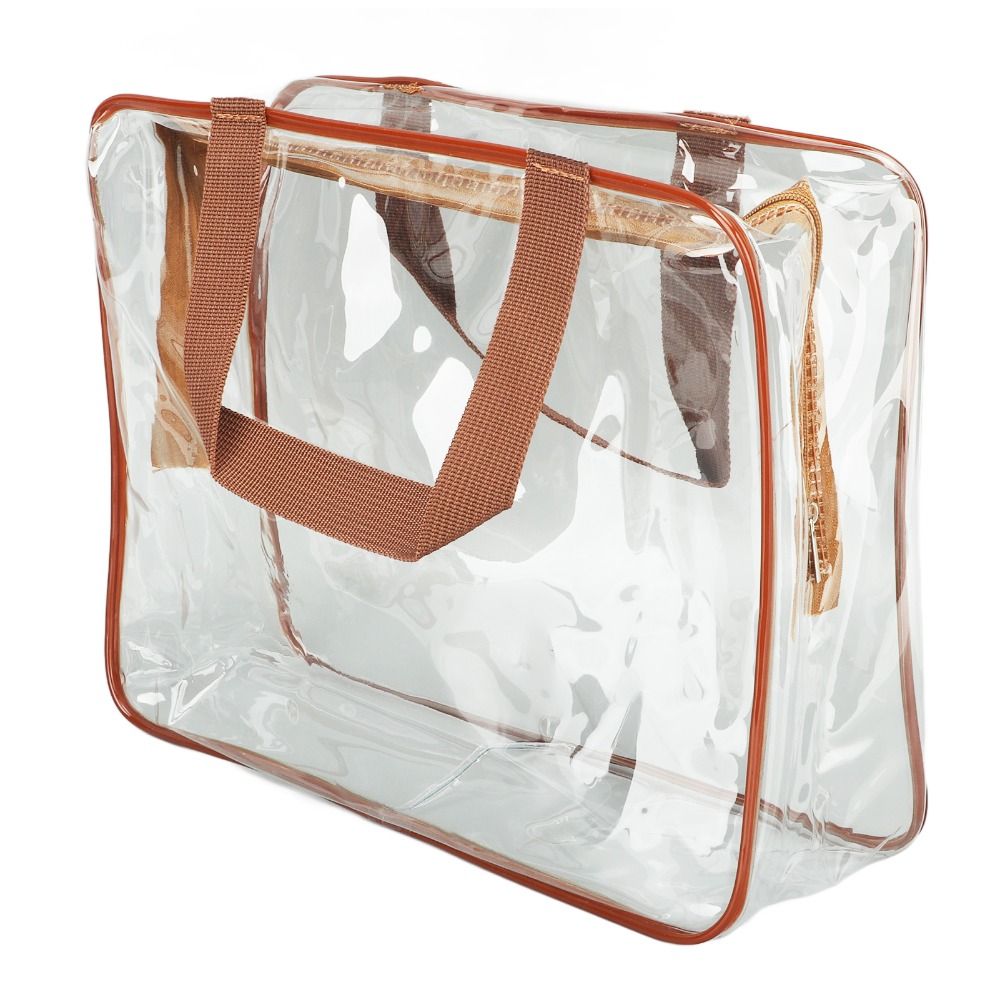 Transparent Clear Travel Bags with Zipper Closure, Handle Straps, Cosmetic and Makeup Bags for Travel Use